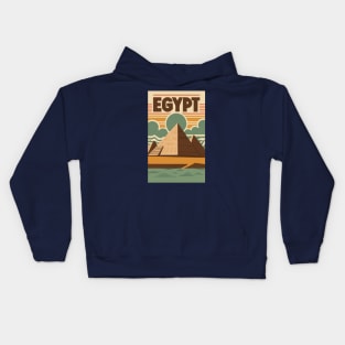 A Vintage Travel Poster of Giza Pyramids - Egypt Kids Hoodie